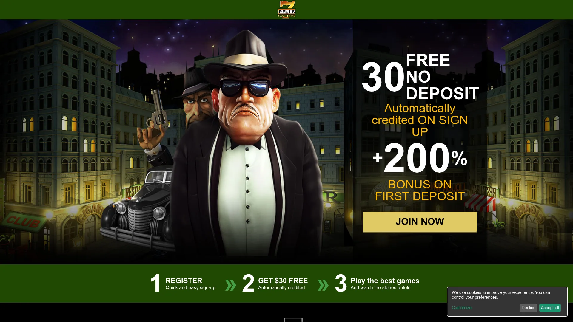 7Reels Casino desktop platform with casino offers, games and account features
